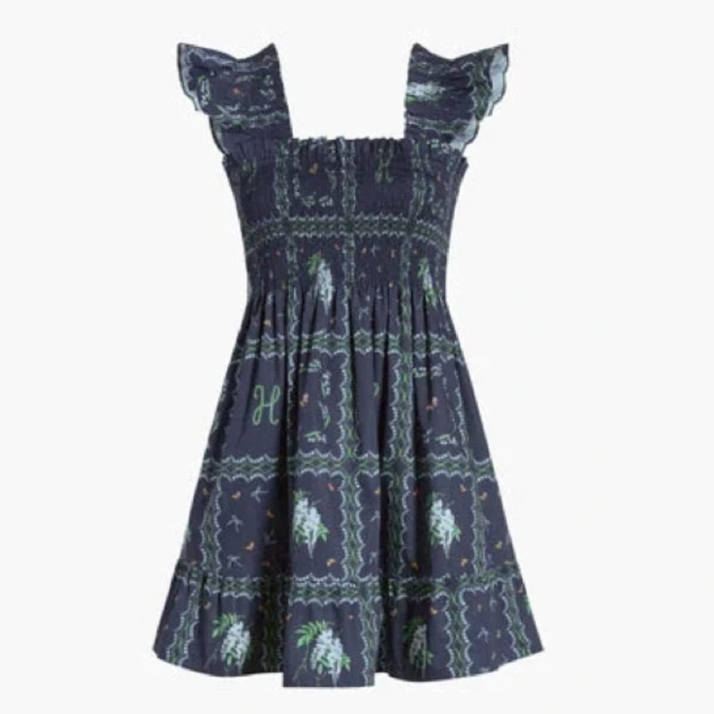 The Elizabeth Nap Dress Navy Floral Patchwork - Small